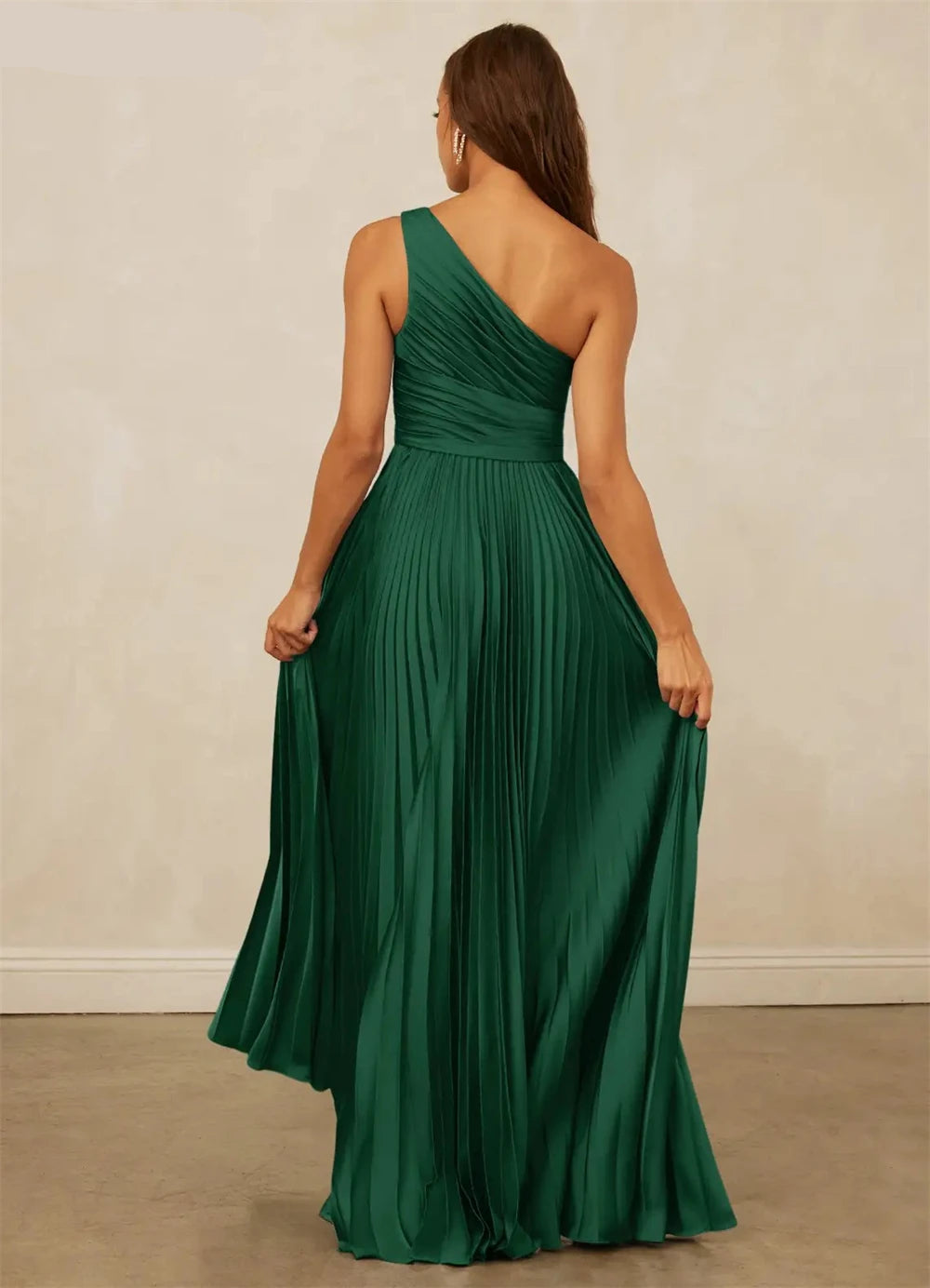 Weitese Dress Elegant Hunter Green Evening Dresses A-Line One Shoulder Draped Pleated Party Dress Formal Prom Gowns Customized